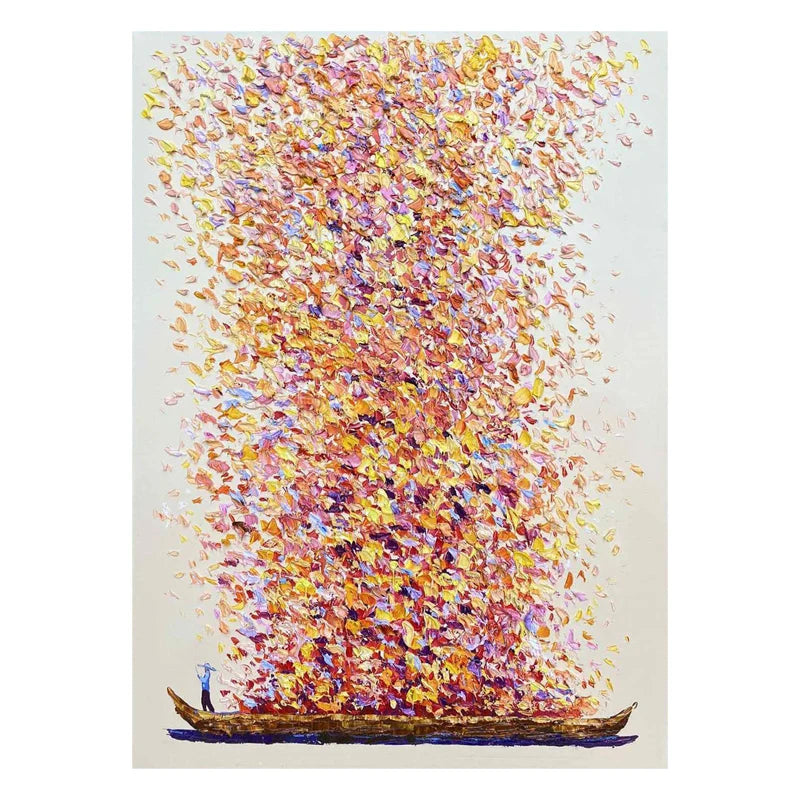 Thick Texture Fishing Landscape Picture Wall Art 100% Handmade Modern Abstract Oil Painting Canvas Art Home Decoration Unframed